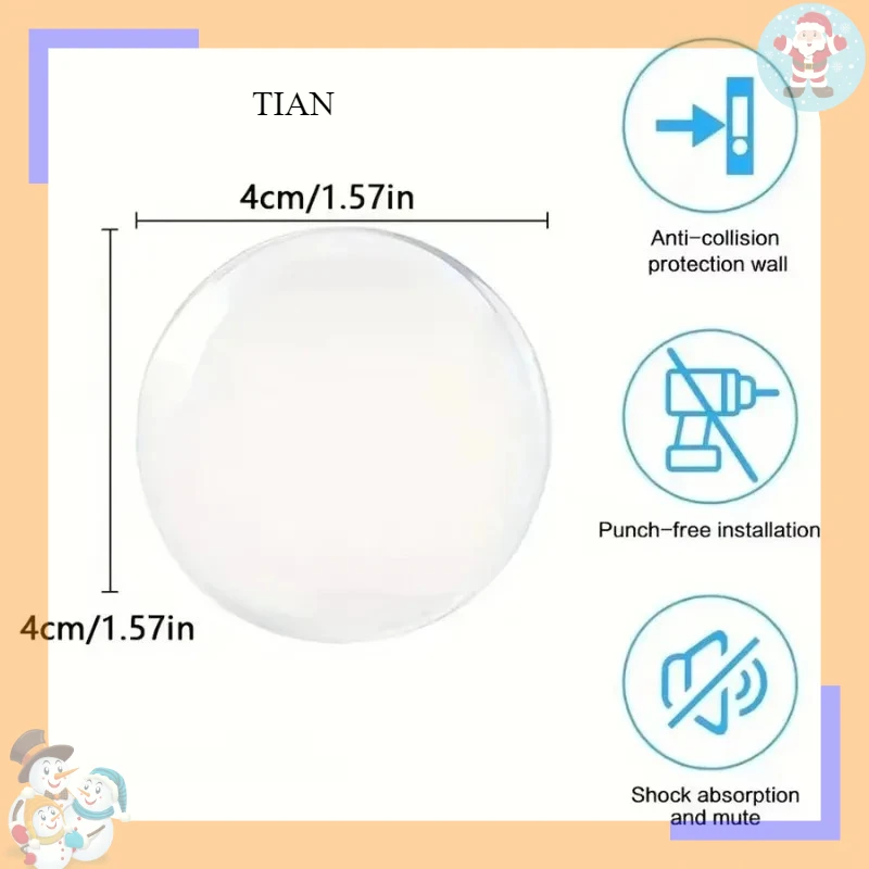 TIAN Clear Soft Rubber Door Knob Wall Shield Mute Stickers Door Stopper Handle Bumper Protective Plug for Wall Muffler Pad