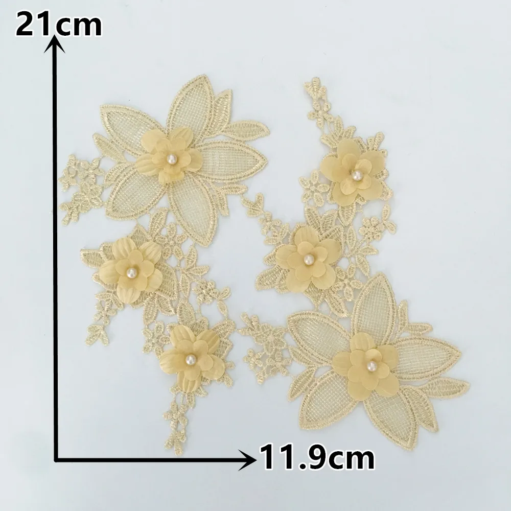 3D flower Embroidered Lace fabrics for dresses Laces collar DIY ABS pearl Trims application Craft materials Sewing Accessories