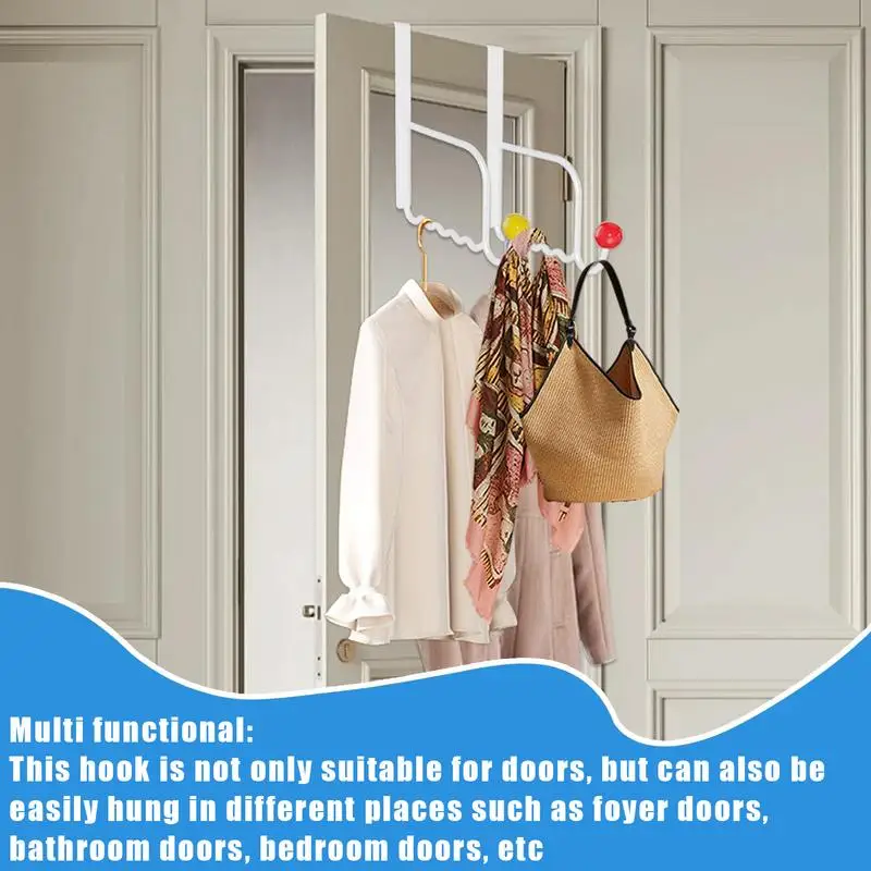 

Coat Hooks For Door 3X Colorful Round Bead Iron Towels Holder Clothes Hooks Storage Racks Behind Door Creative Hat And Scarf