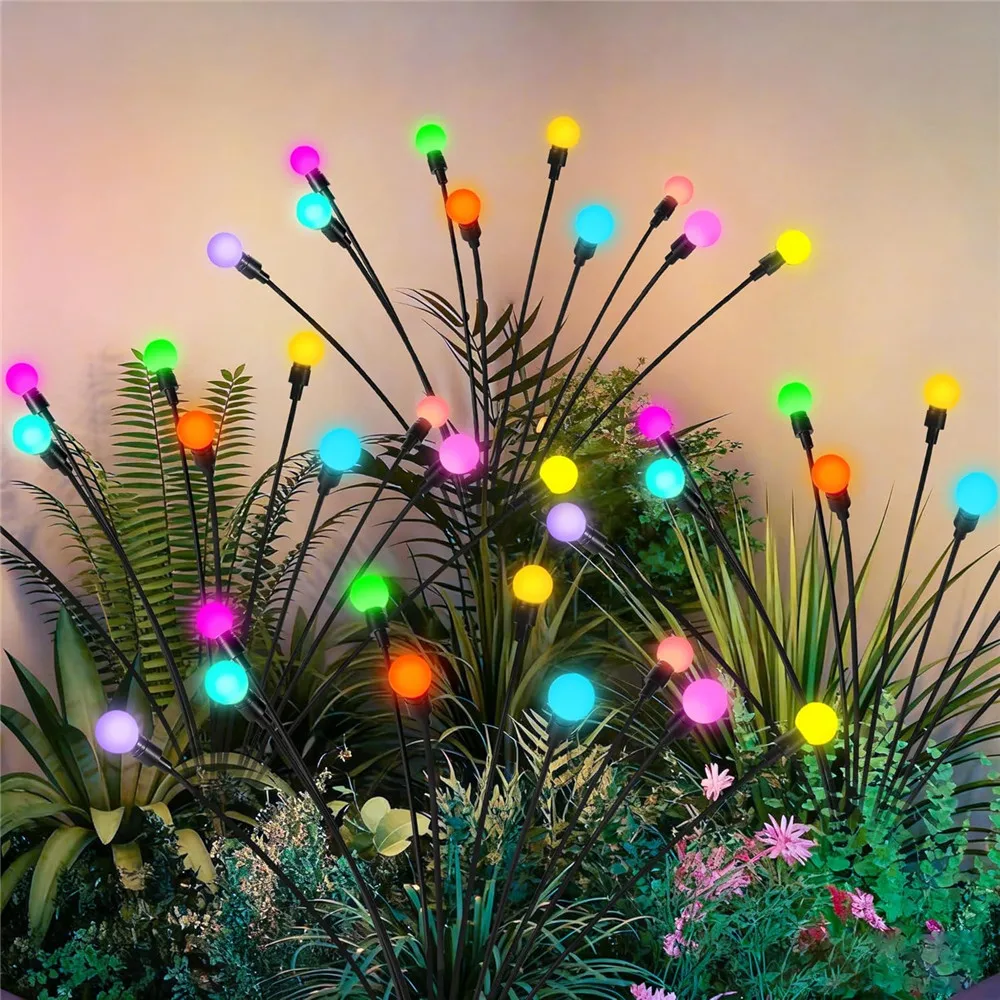 Solar Powered Swing Landscape Decorative Lamps for Lawn Patio Solar Swaying Firefly Stake Lights Holiday Garden Decor