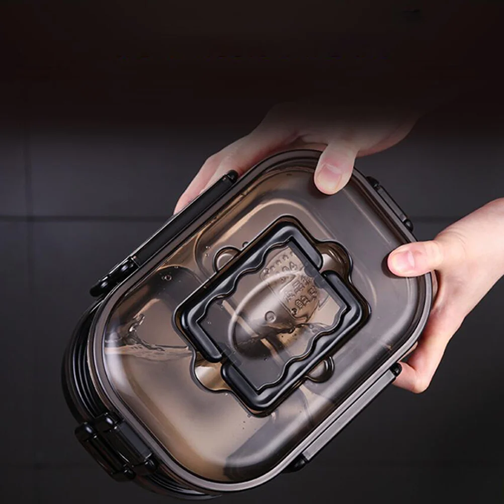 

Portable Double Layers Lunch Box Stainless Steel PP Material Leakproof Heat Preservation for Office Work Black
