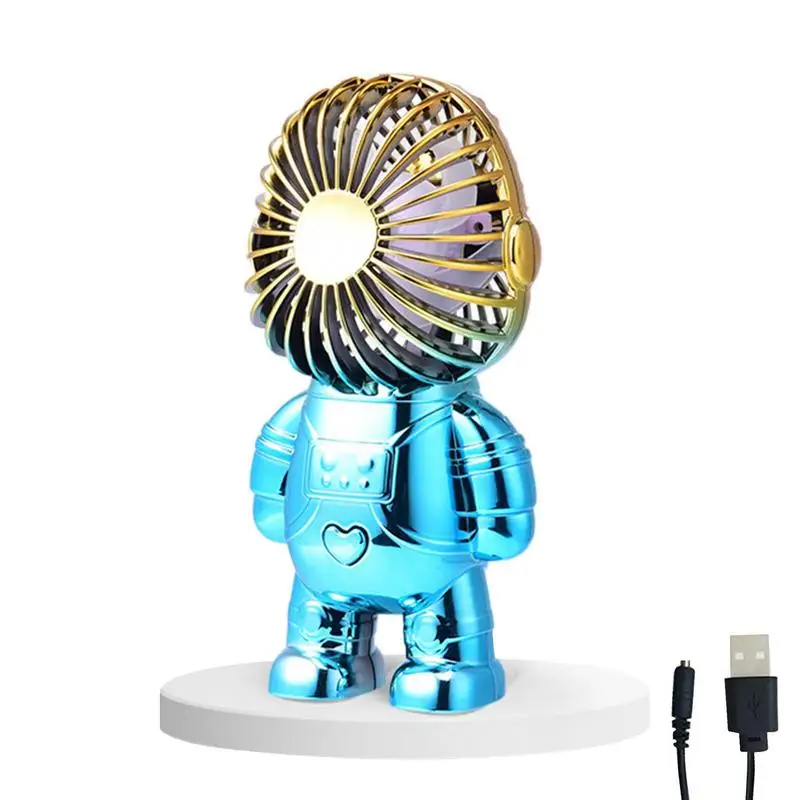 Astronaut Mini Fan Small Fan With Base Holder Rechargeable Fan Cosmonaut Pocket Fan Portable Fan For Commuting Queuing Shopping