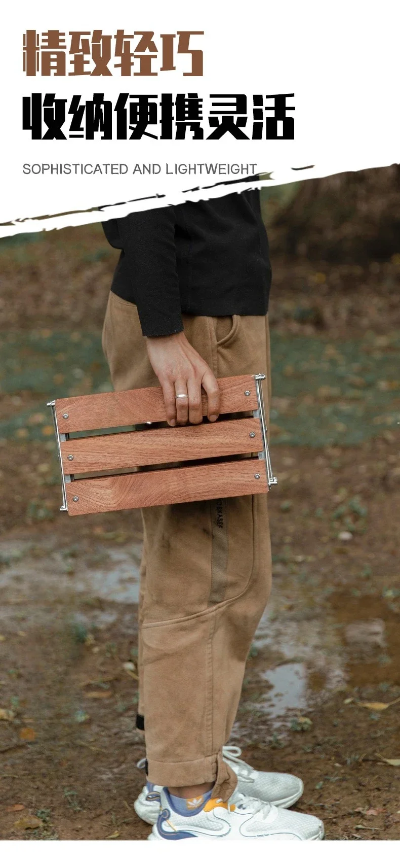 Outdoor camping, portable multi-function, folding three-layer rack