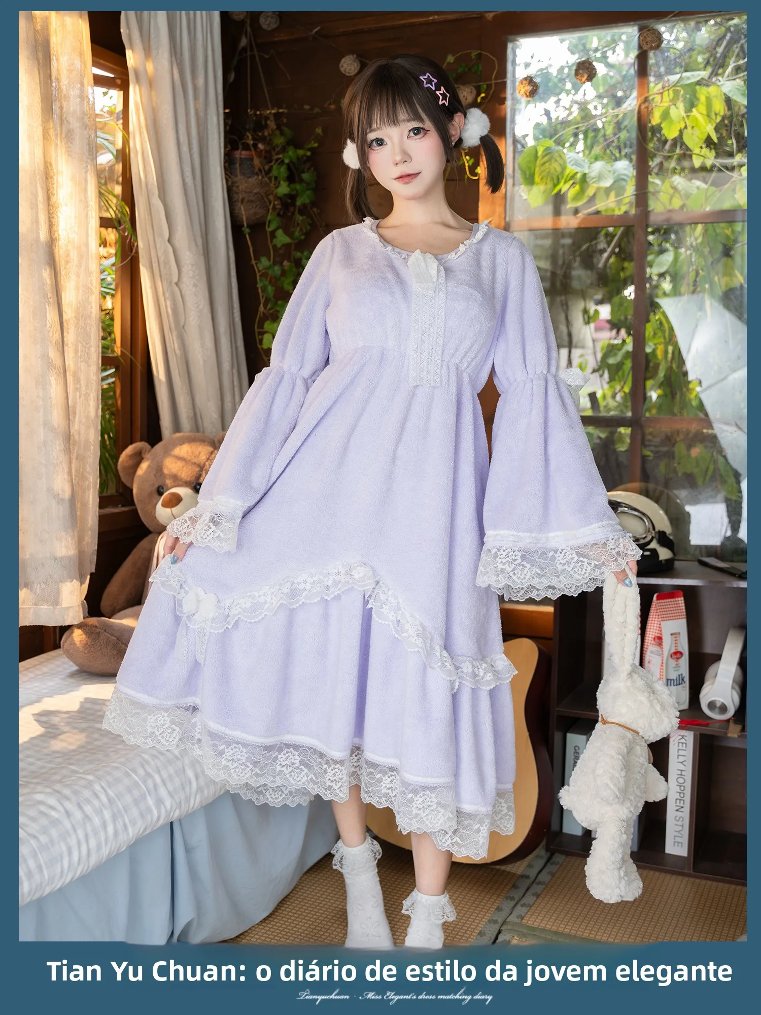 tianyu-river-lolita-sp-dr-women's-autumn-winter-coral-fce-plu-spwear-cute-princ-sle-outdoor-wearable-dr