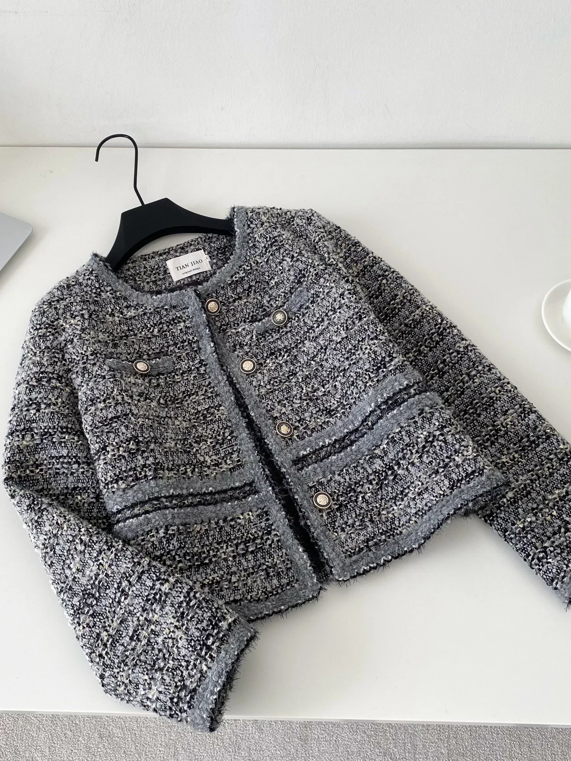 معطف نسائي من Faionable ort Jaet لخريف وشتاء 2025 من التويد مستدير Ne بأزرار حتى فرنسي Sle فضفاض مناسب طويل Sve