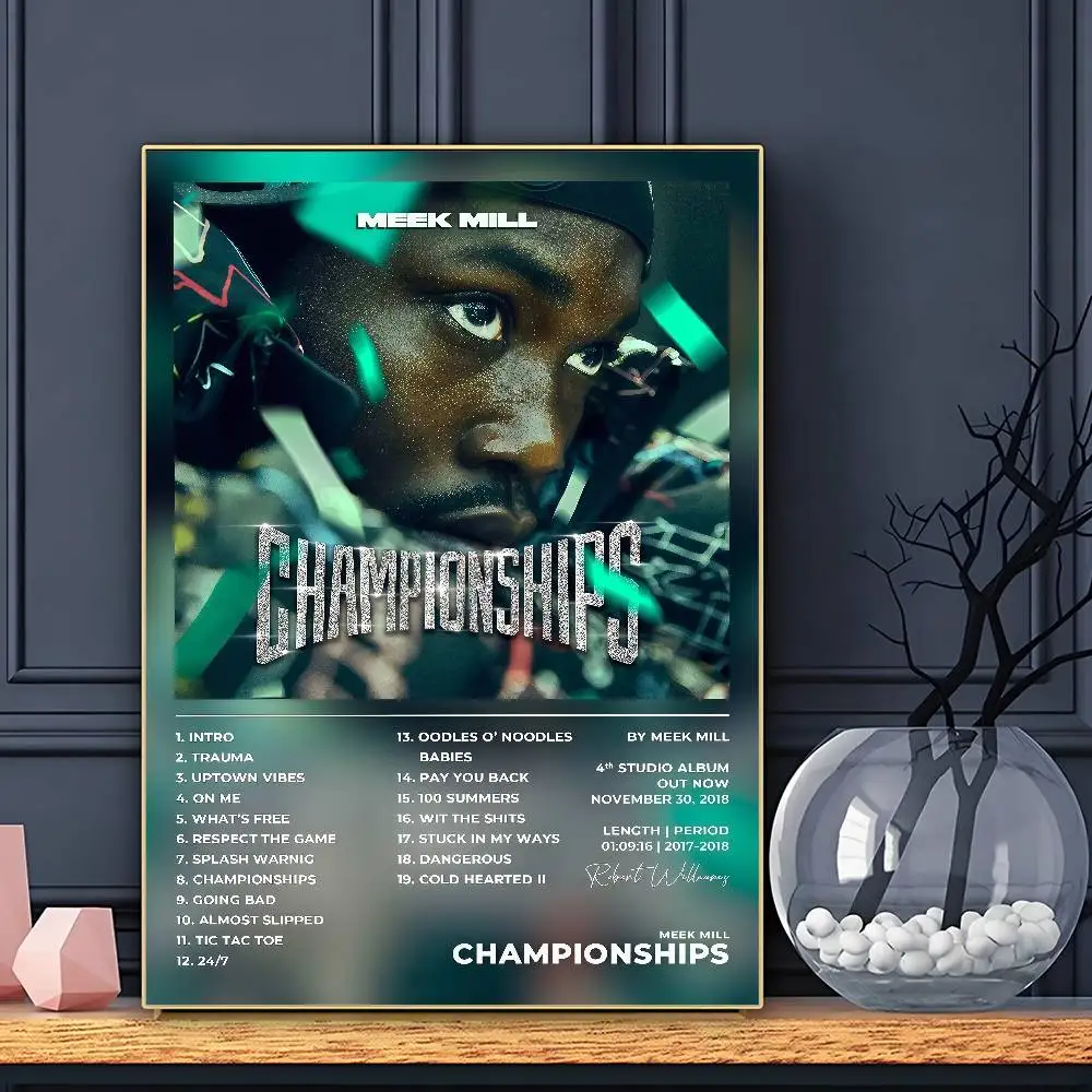 Rapper Meek Mill Poster HD Sticky Wall Art Printing Waterproof Home Living Bed Room Bar Aesthetic Decor