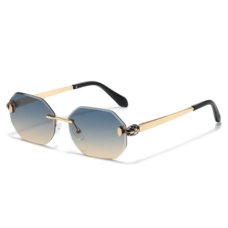 2026 Luxury Brand Designer Rimless Sunglasses Women Metal Temple Octagon Frameless UV400 Shades Street Shopping Travel Eyewear