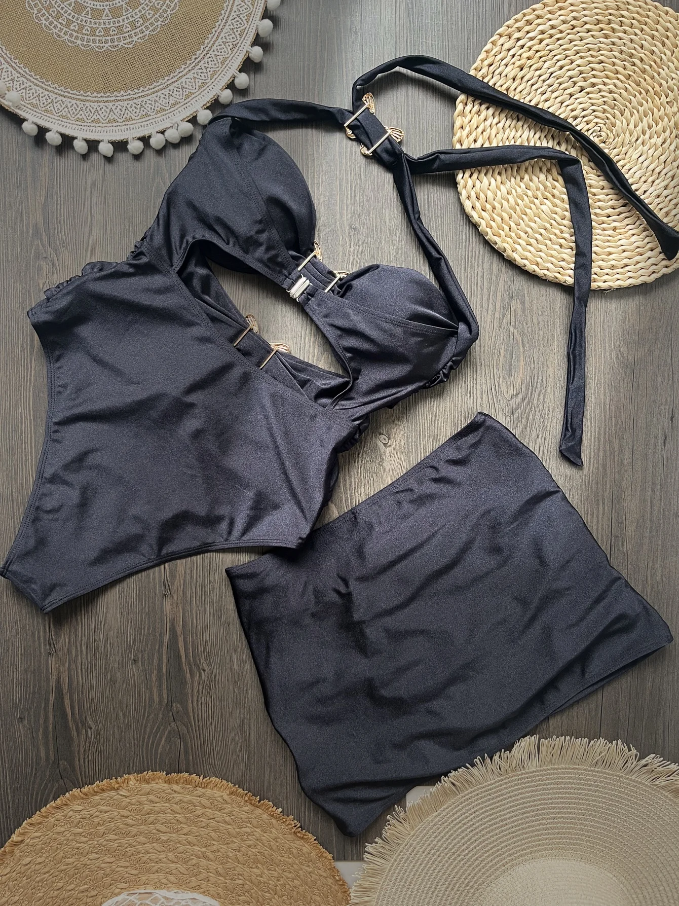 Hot Sale Butterfly Women One Piece Swimsuit Black Skirt Sexy Cut Out Swimwear Mujer Monikini Bathing Suit Lady Beach Suit view 2