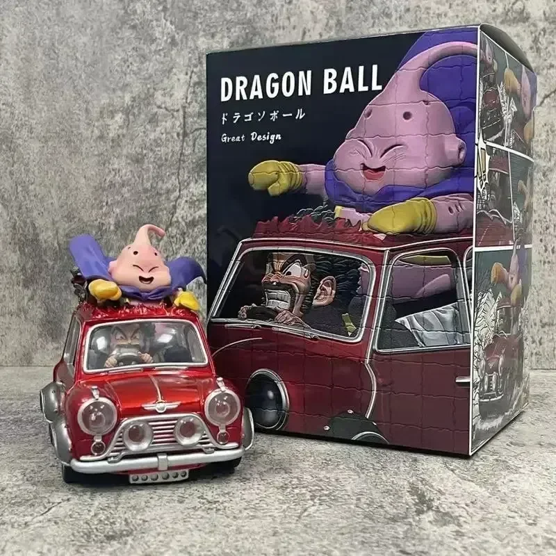 Figuras de Dragon Ball Z, Buu Majin, Satan, Anime, Fat Buu, Mr. Satan, con coche, juguetes, regalos, novedad, 15cm