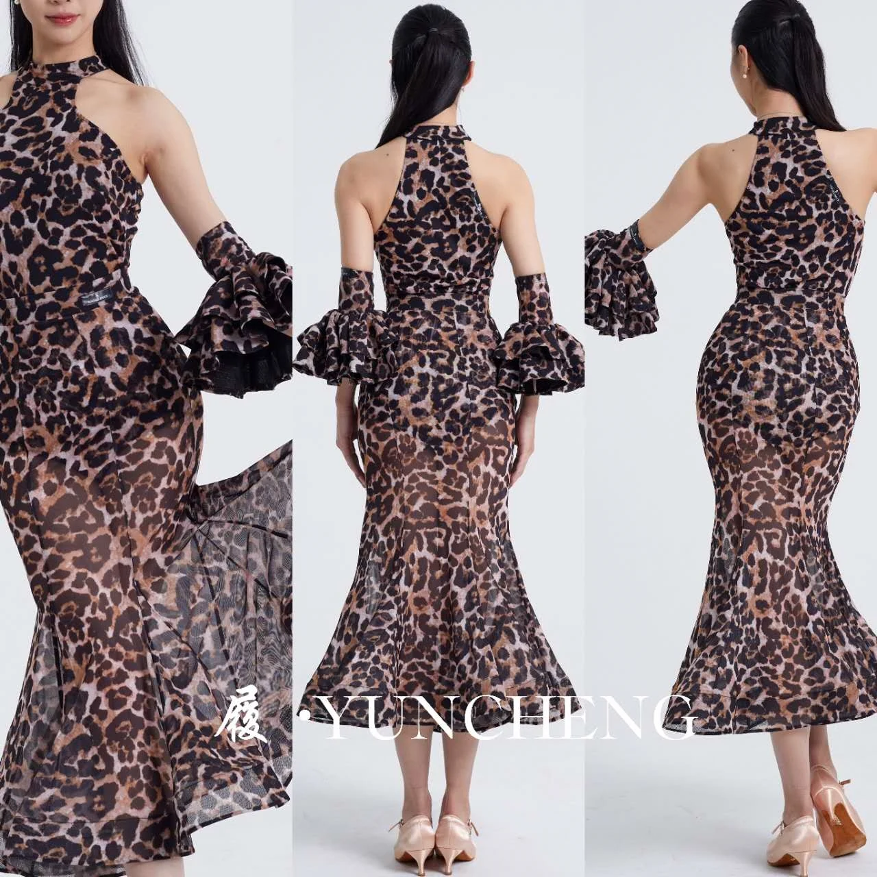 

Ballroom Dance Dress Women Competition Clothing Waltz Dance Performance Clothes Leopard Tops Skirt Adult Practice Wear BL16347