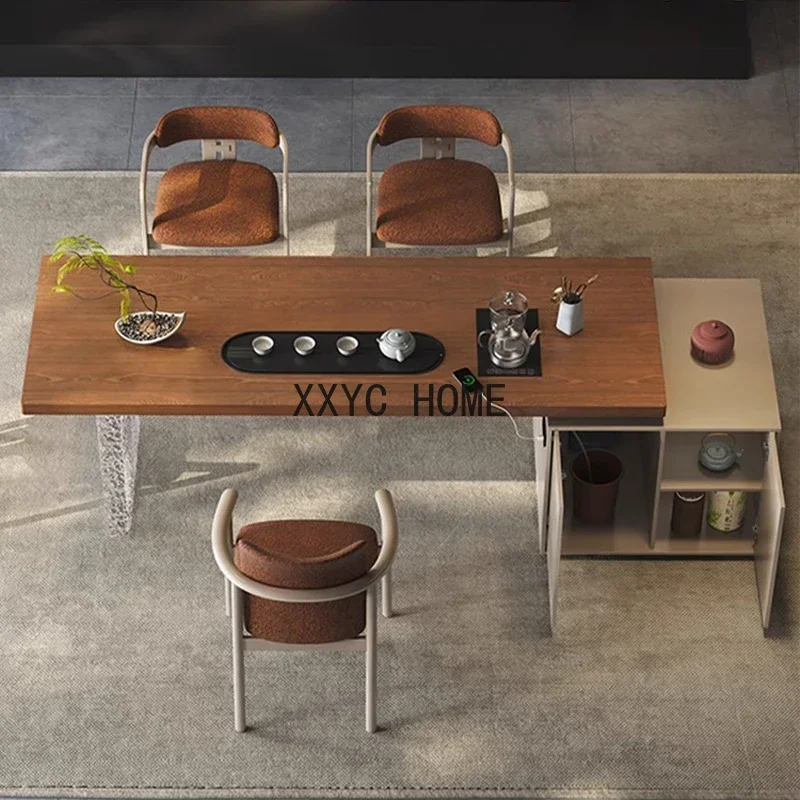 Boss Office Acrylic Reception Tea Table Business Reception Solid Wood Panel Tea Table
