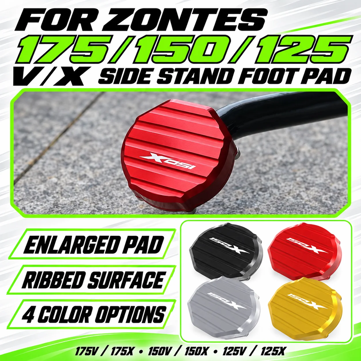 Motorcycle Middle Kickstand Wide Support Plate Fit ZONTES 150V /150X, Anti-slip Center Stand Pad Modified Parts