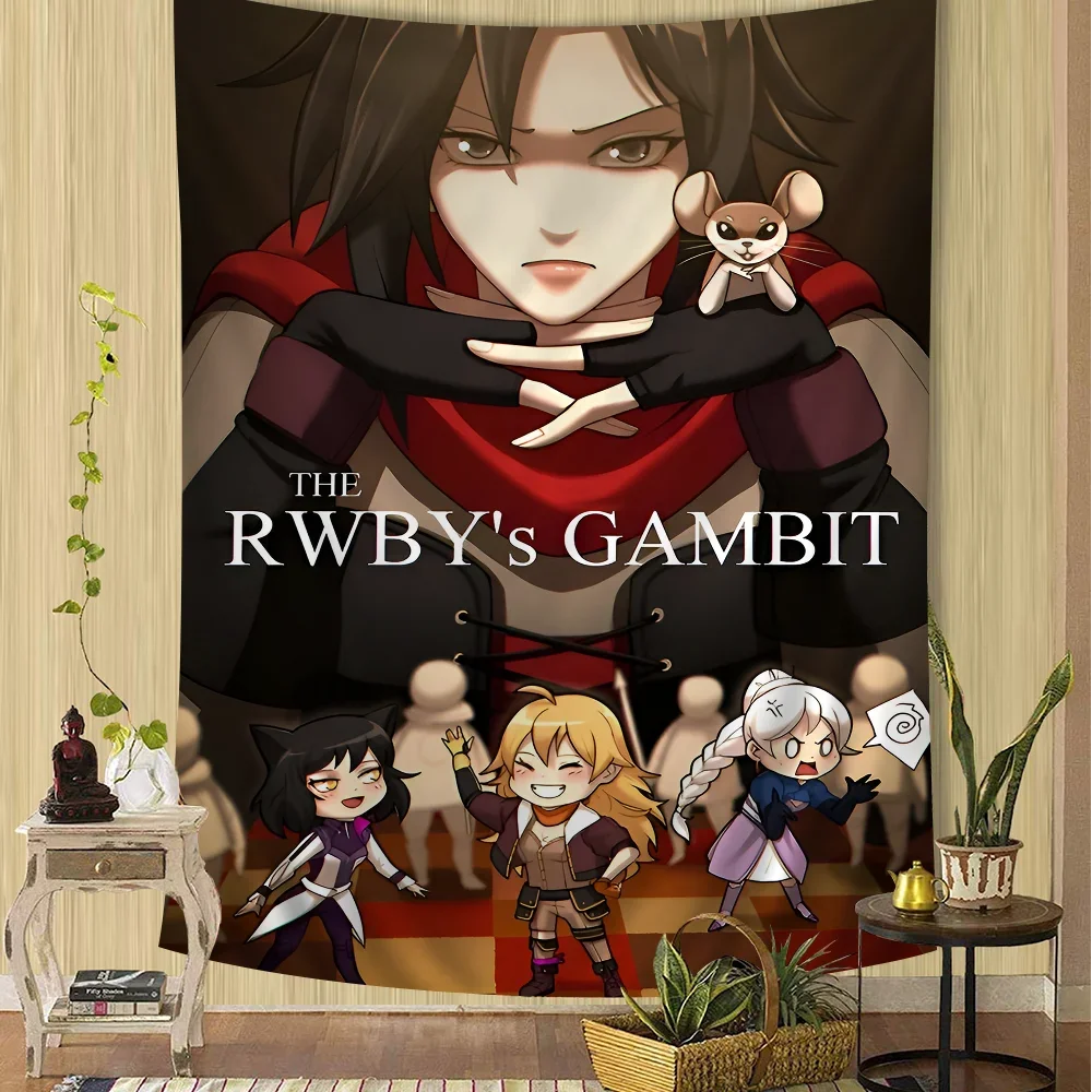 Cute R-RWBY Anime Tapestry Hippie Flower Wall Carpets Dorm Decor Cheap Hippie Wall Hanging