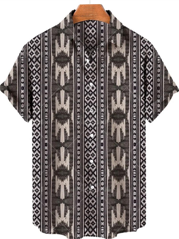 

Loose Fit Printed ort Sve irt 3D Printed Turn-down Collar Top Casual Summer Menswear Comfortable Breathable Other Mate...