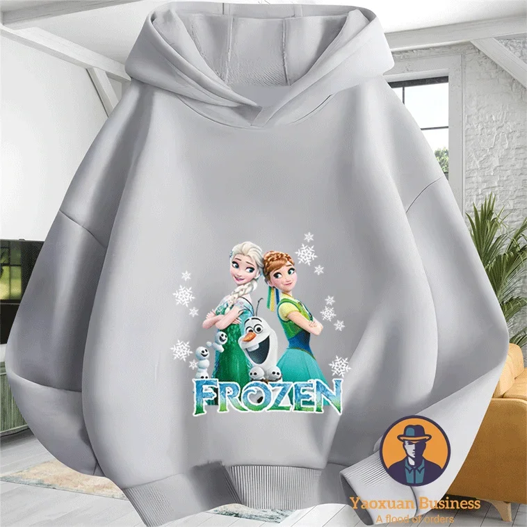 المألوف ديزني إلسا الفتيات الصغيرات الأطفال هوديي لطيف الكرتون طباعة يندبروف الدافئة الخريف الشتاء جديد #3