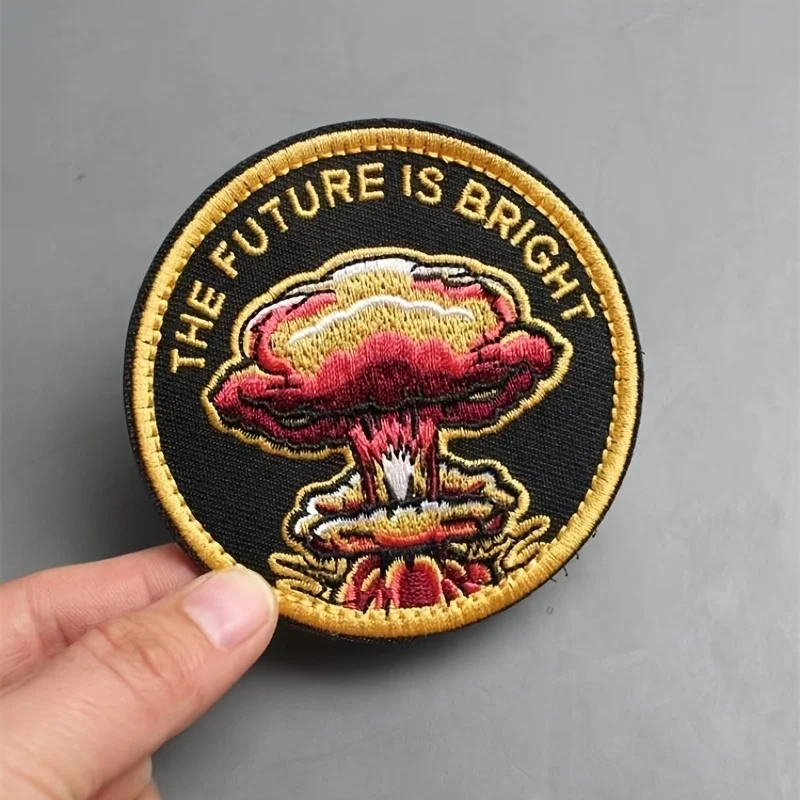 Naszywki Vintage Nuclear Explosion z rzepami – Retro Military Style, 6,5 cm/2,5 cala – idealne na kurtki, torby Molle, czapki i majsterkowanie