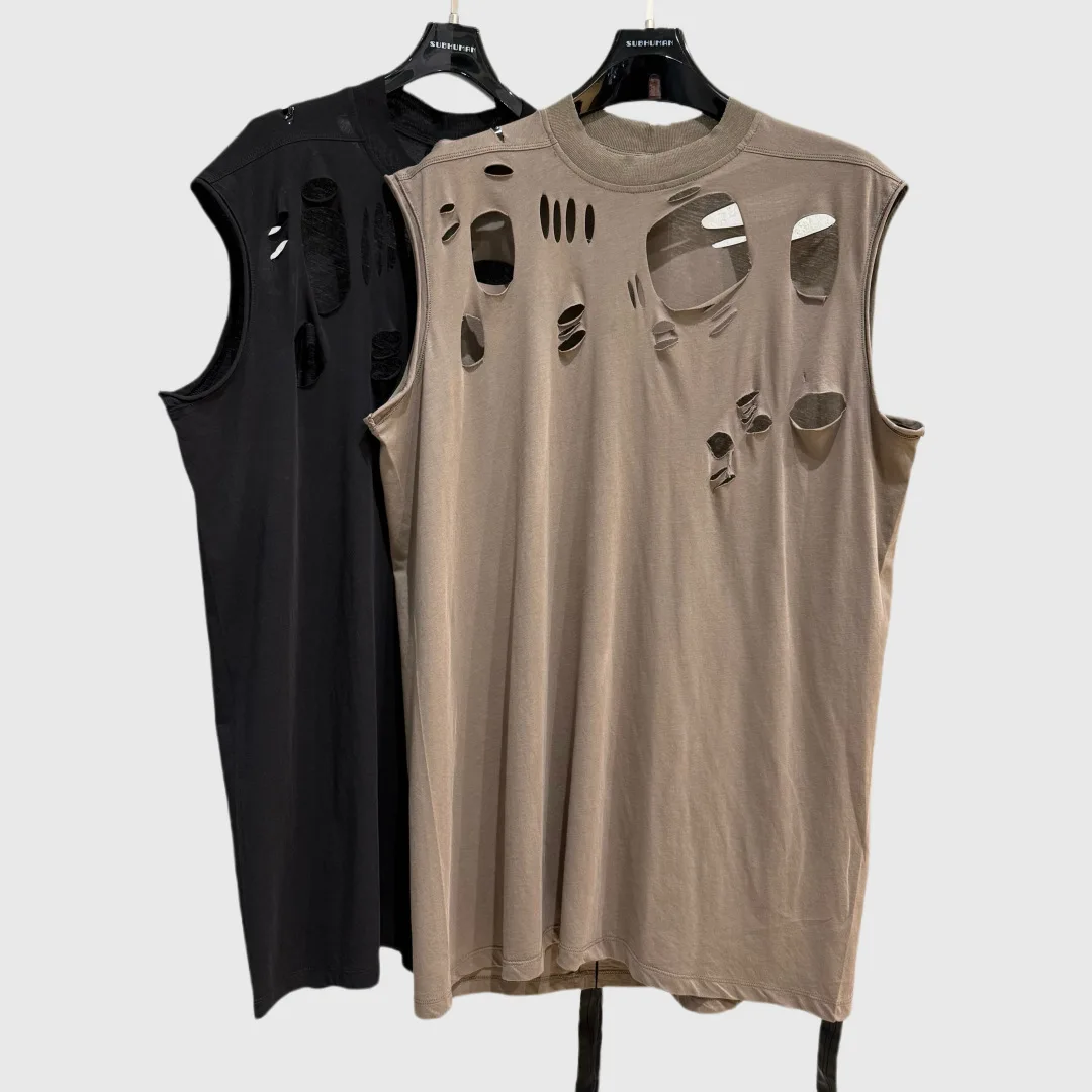 2025SS R0 Top Quality Men's Brown Casual Tank Top Male Comf…