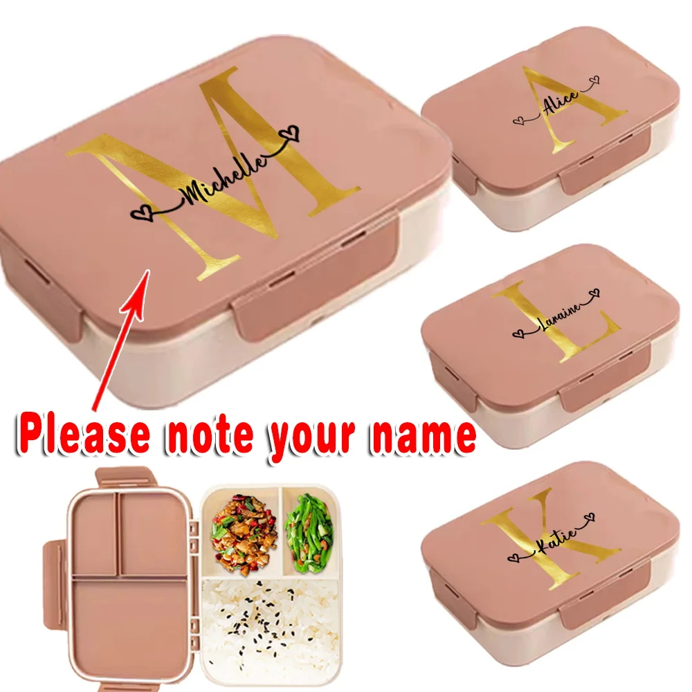 

Customized Name Leakproof Lunch Box Bento Holder with Lid Stackable Storage Container Portable Meal Accessories Personalized DIY