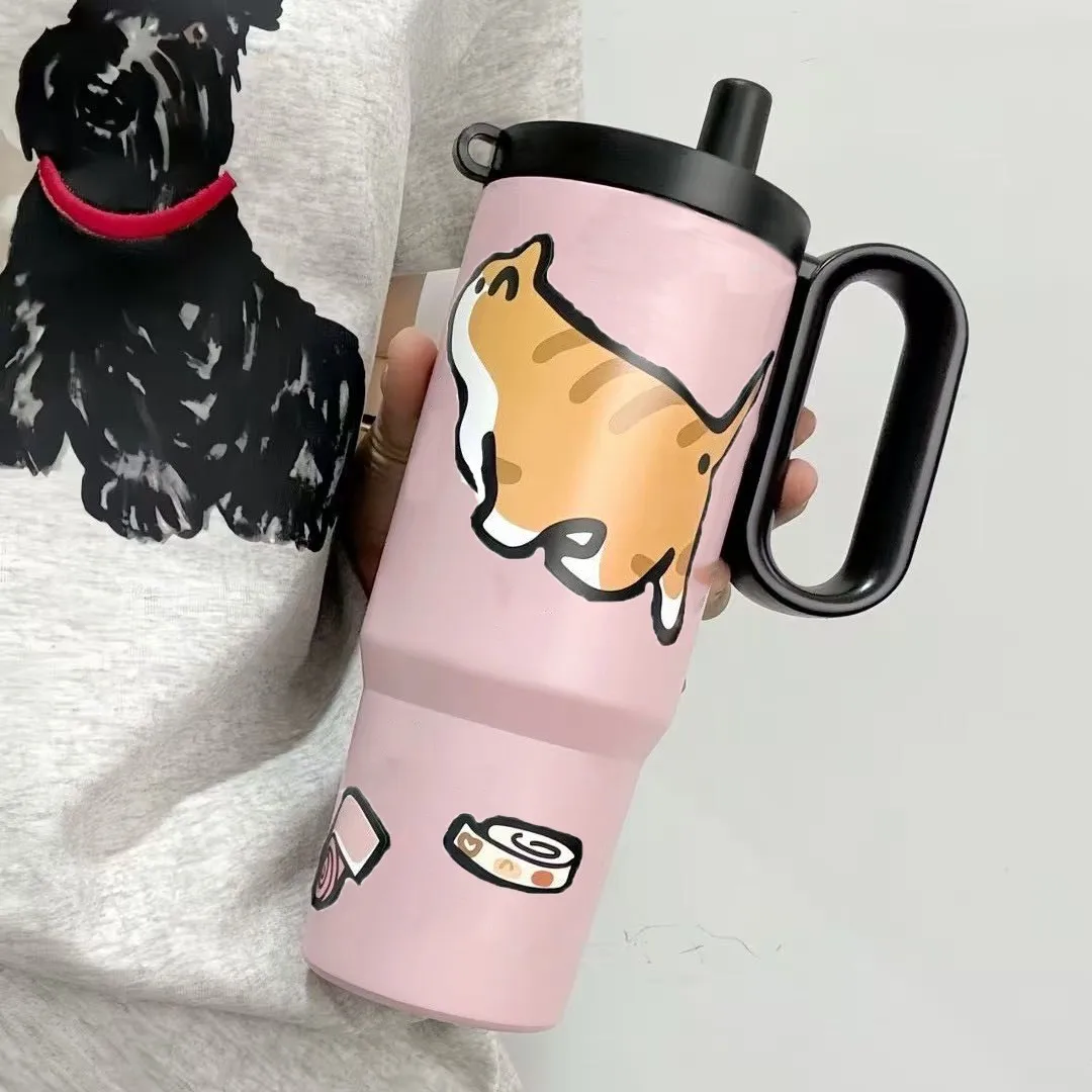 Stylish 720ml insulated water bottle, big capacity, 316 stainless steel, straw cup, car-friendly, ice tumbler, premium-feel cup