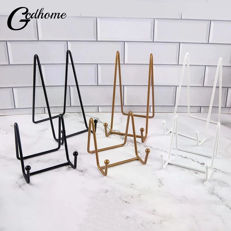 Iron Art Magazine Display Stand Dish Rack Plate Bowl Picture Frame Photo Book Pedestal Holder Home Decoration Storage Ornaments