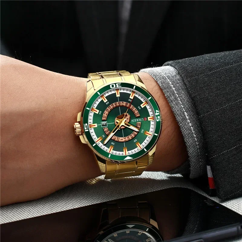 CURREN 8359 Classic Men's Quartz Watch Luminous Display Waterproof Calendar Stainless Steel Strap Business Watches reloj hombre