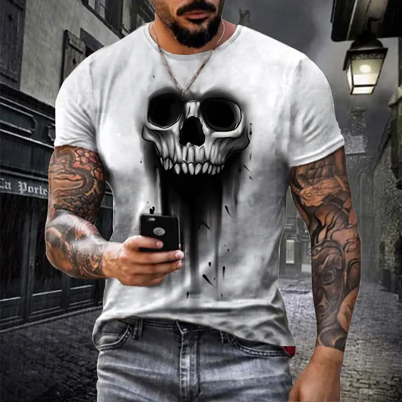 Funny Skull Drinking T Shirt Beer Men's T-shirt Casual Tshirts Tees Tops High Quality Brand T shirts Alt Man Clothes Cool Stuff