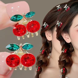 1pair Kawaii Cute Small Cherry Hair Claw Clips Women Girls Rhinestones Hairpin Hair Clip Crab Headwear Hair Accessories Ornament