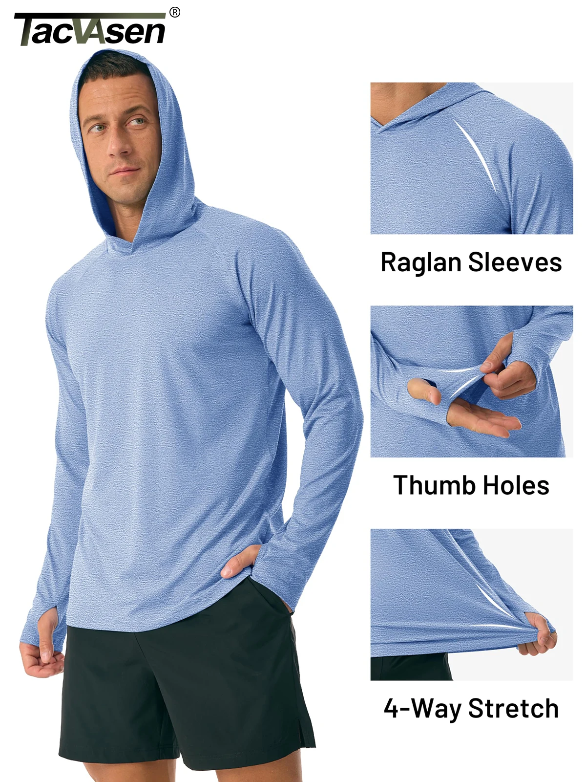MAGCOMSEN Men Sun Hoodie UPF 50 Long Sleeve Quick Dry Lightweight Fishing Shirt Breathable Hiking Running Swim Rash Guard