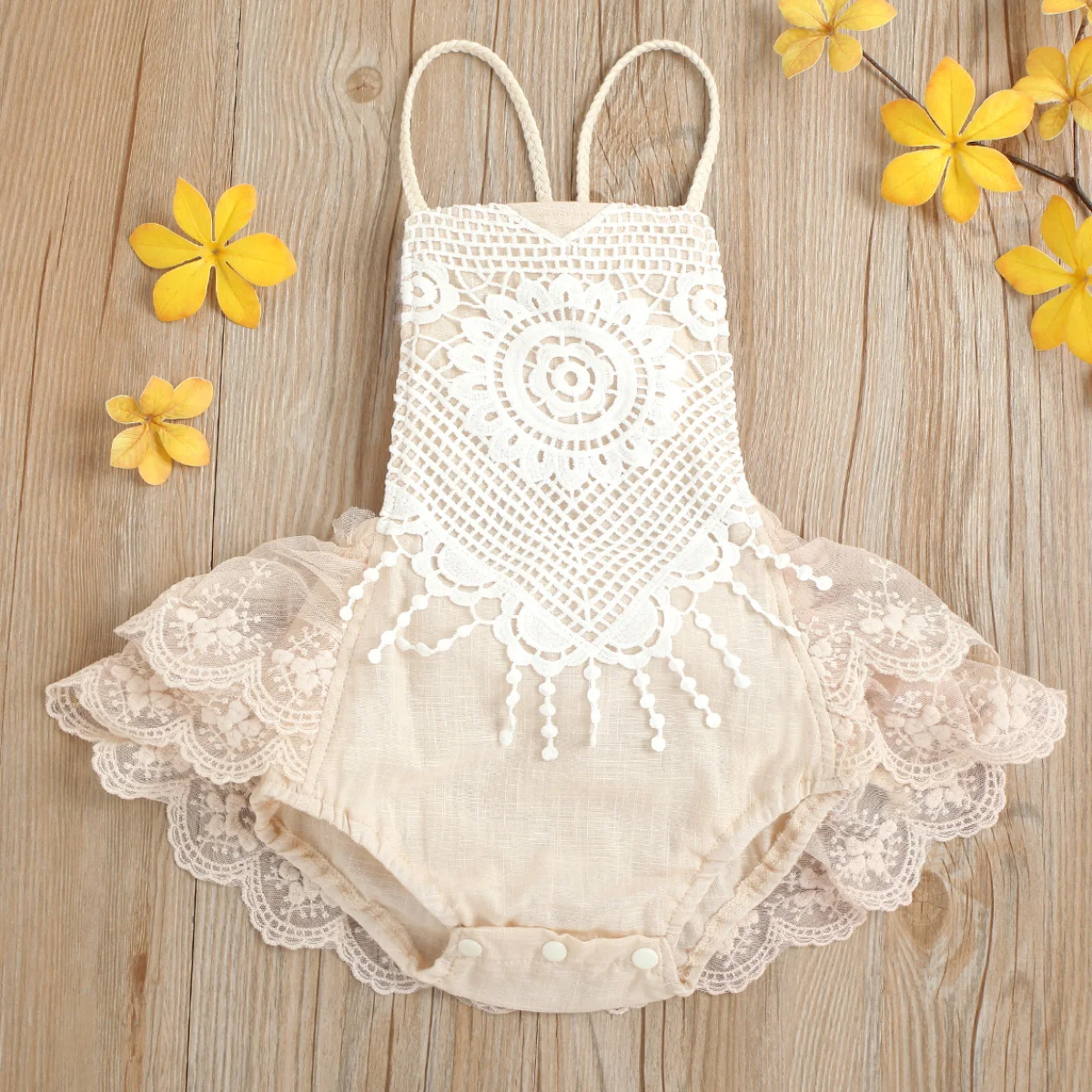 Summer New Baby Jumpsuit with Lace Up Mesh and Lace Baby Triangle Crawling Suit, Fashionable Sweet and Cute Jumpsuit