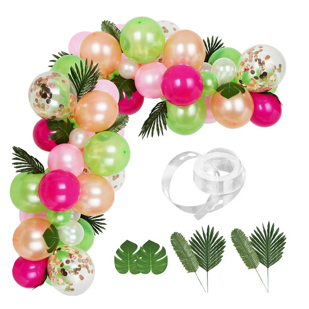 

85Pcs Green Balloon Chain Latex Balloon Set DIY Birthday Wedding Party Background Arch Kit Tropical Hawaiian Decoration