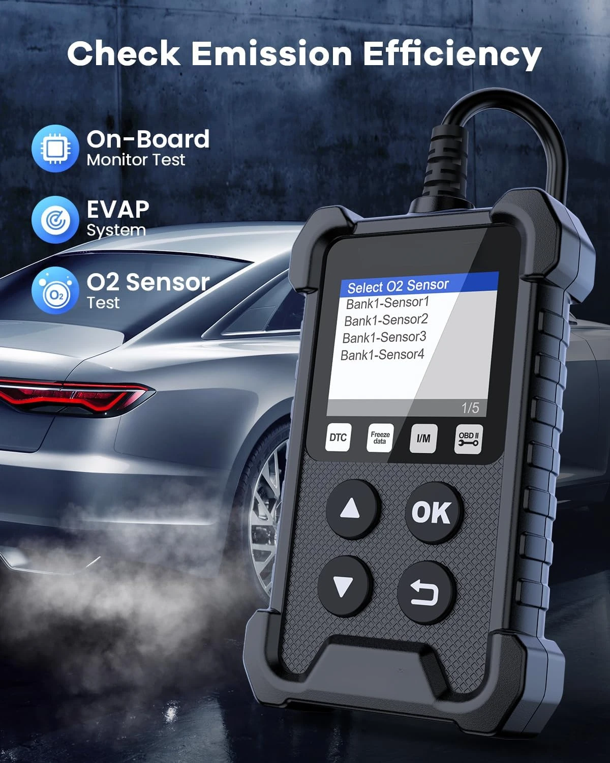 lector código motor, sensor O2/sistema EVAP/prueba humo, herramienta escaneo diagnóstico para todos los coches protocolo OBD