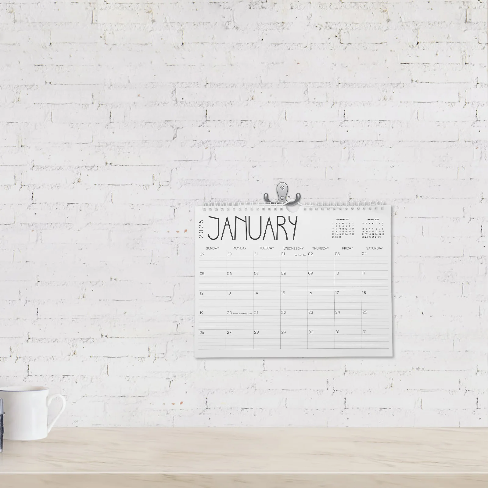 

2025 Wall Calendar Desk Yearly Legal Notepads Month Chinese Scroll Hanging Monthly