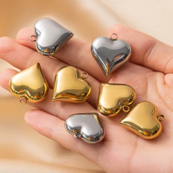 2pcs Stainless Steel Gold Plated Hollow Cute Fat Large Heart Charms DIY Necklace Bracelet Jewelry Making Findings Accessories