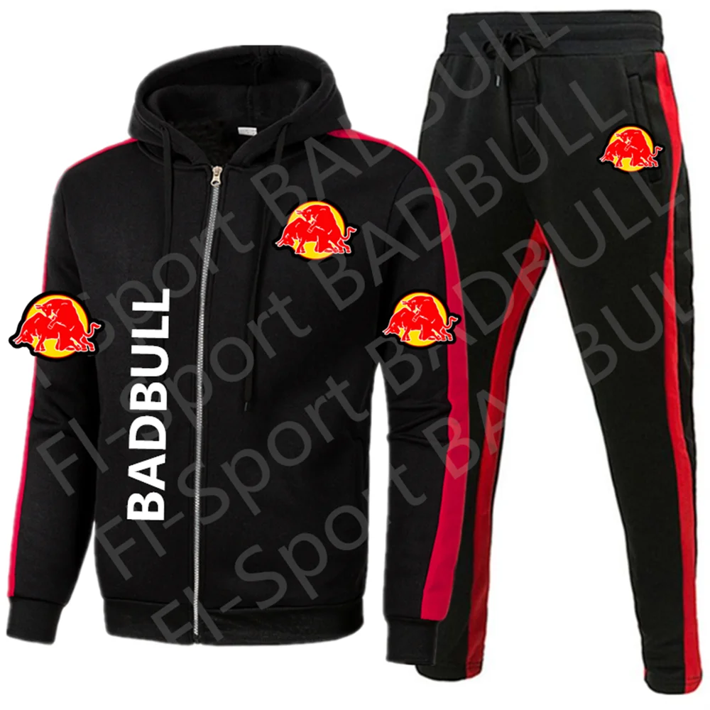 badbull, 2024, men\'s and women\'s casual wear, sports suits, hoodie 2-piece set, zip hoodie