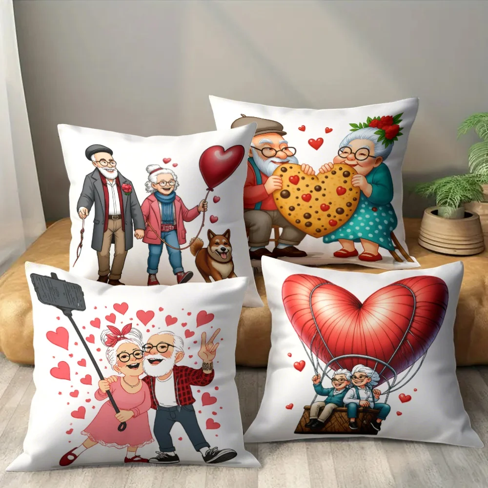 4pcs Valentine's Day Love Theme Single-sided printing Short plush Suitable living rooms bedrooms sofas (excluding pillow cores)