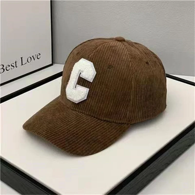 Spring Autumn Corduroy Baseball Cap for Women Men Unisex Vintage C Snapback Hip Hop Hats Winter Adjustable Outdoor Sport Hat