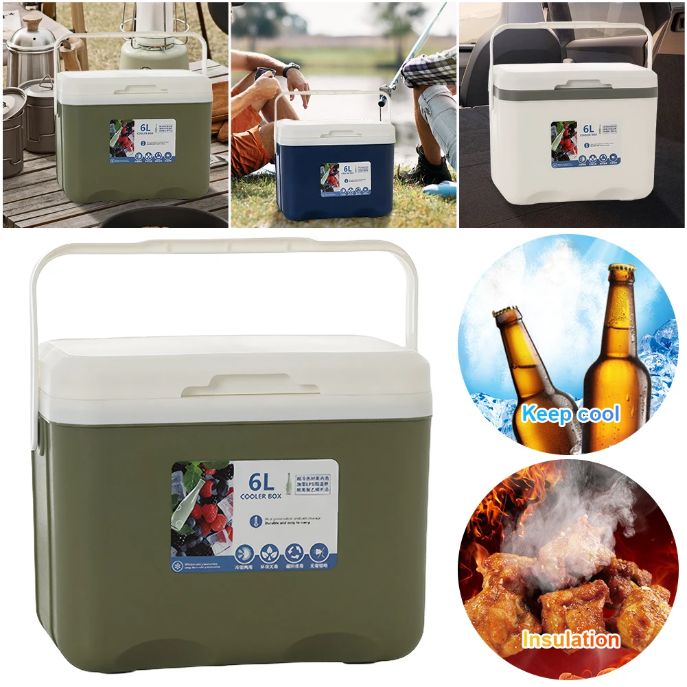 6L Car Camping Insulation Box Large Capacity Portable Fresh-Keeping Incubator Mini Car Fridge Beer Juice Beverage Cooling Bucket