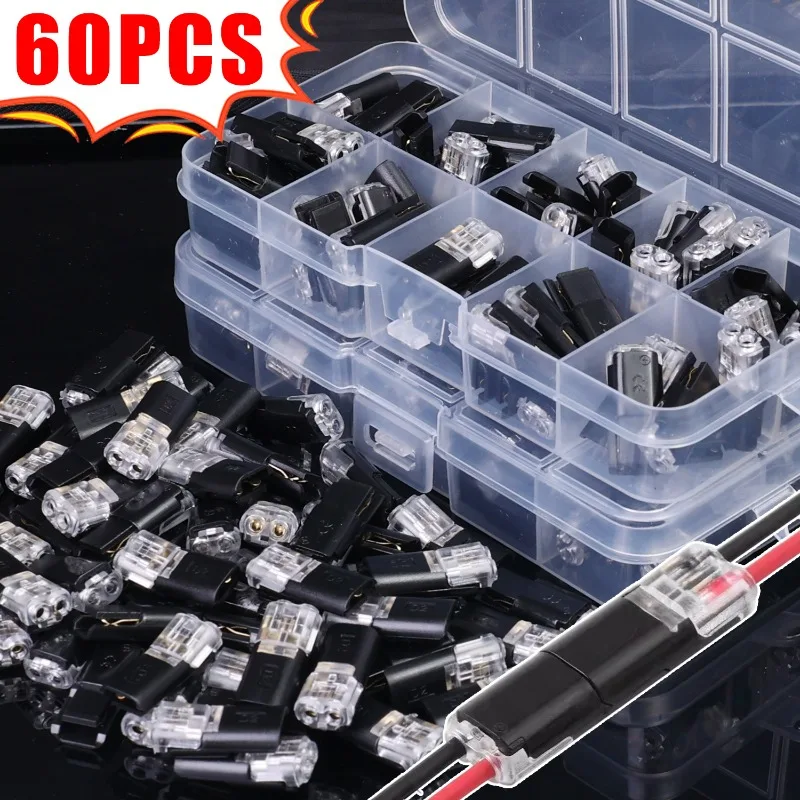 

60 шт. D2 комплект разъемов для быстрого сращивания проводов, автомобильные водонепроницаемые термоусадочные стыковые разъемы, вставной тип, жгут проводов, ремонт