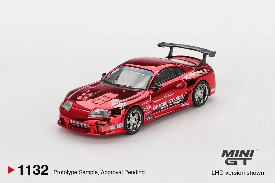 

Предпродажа MINIGT 1132 1:64 Top Secret Toyota Supra A80 GT300 Top Secret Red Chrome, литая под давлением модель автомобиля, коллекция игрушек