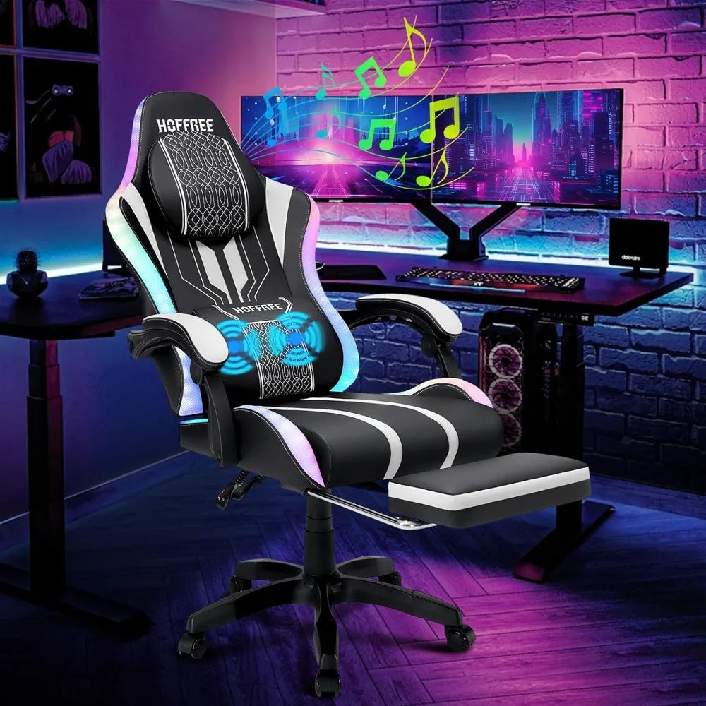 Gaming Chair Massage with Speakers Game Chair Big and Tall with FootrestChair