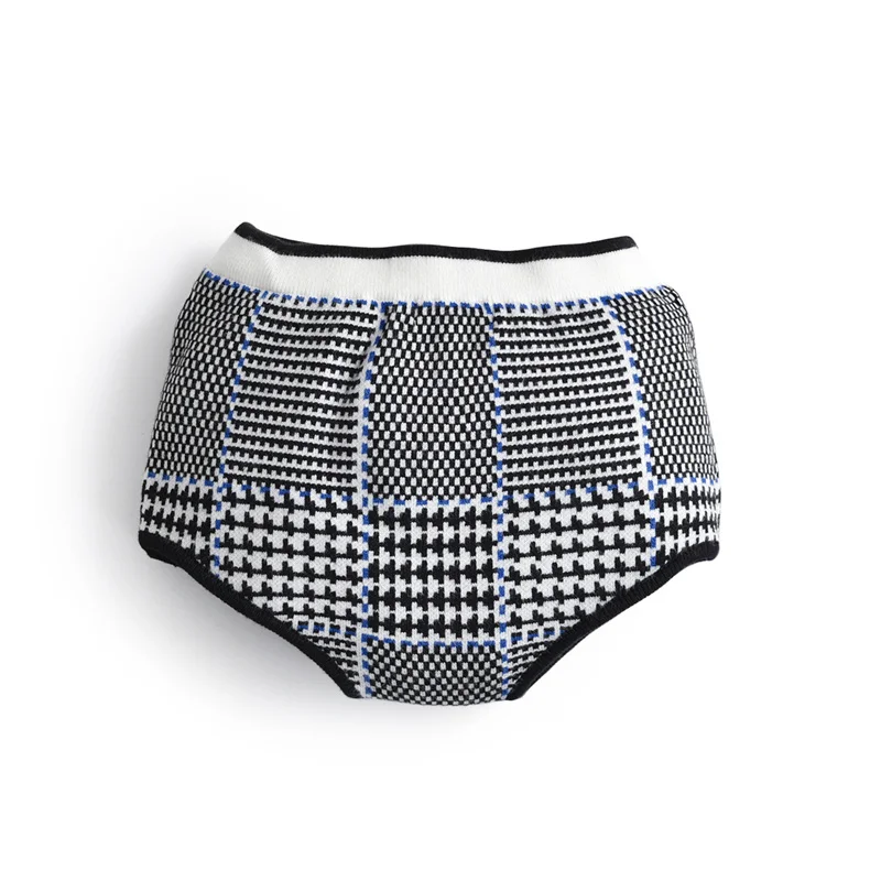 Newborn Thousand Bird Elasticity Knitted Shorts Autumn Spring 6m-4y Baby Girl Knitting Panty Clothing With Bow
