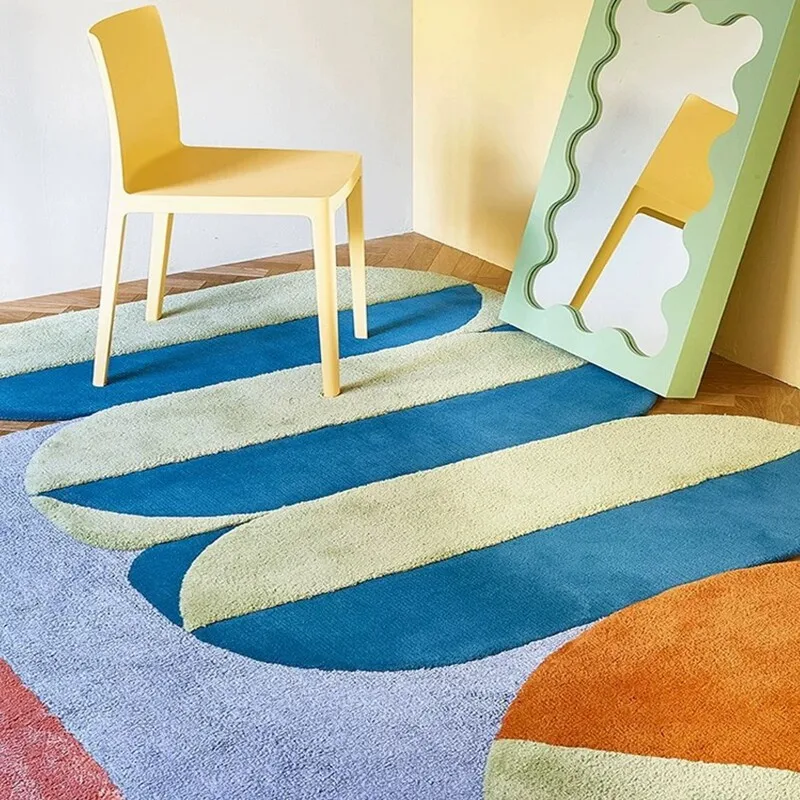 Shaped Wool Carpet Dopamine Color Living Room Blanket Irregular