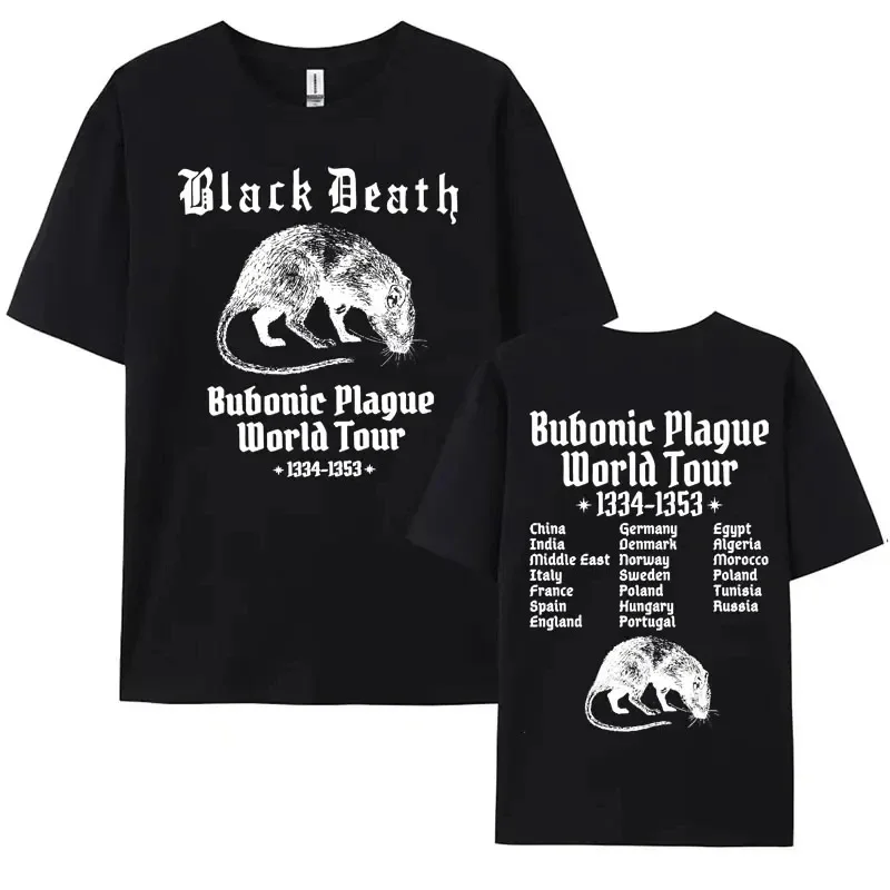 Bubonic Plague World Tour 2024 T-shirts Men Women's 100% Cotton Funny Meme Gothic T Shirt Male Fashion Vintage Oversized T-shirt