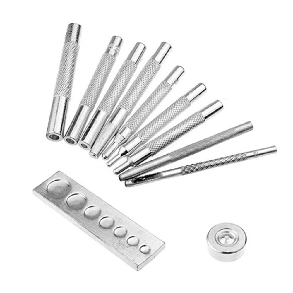 Rivet Setter Hole Punch Set Silver Hand Tool Leather Tool 11pcs Set 2.5mm 45# Steel 633 655 831 Punch Practical