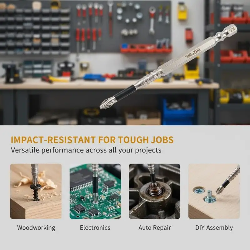 Rust-proof PH2 Impact Driver Bit Set Non-slip Magnetic Screwdriver Tool 3/4/5/6/9PCS for Outdoor Equipment Repair Use