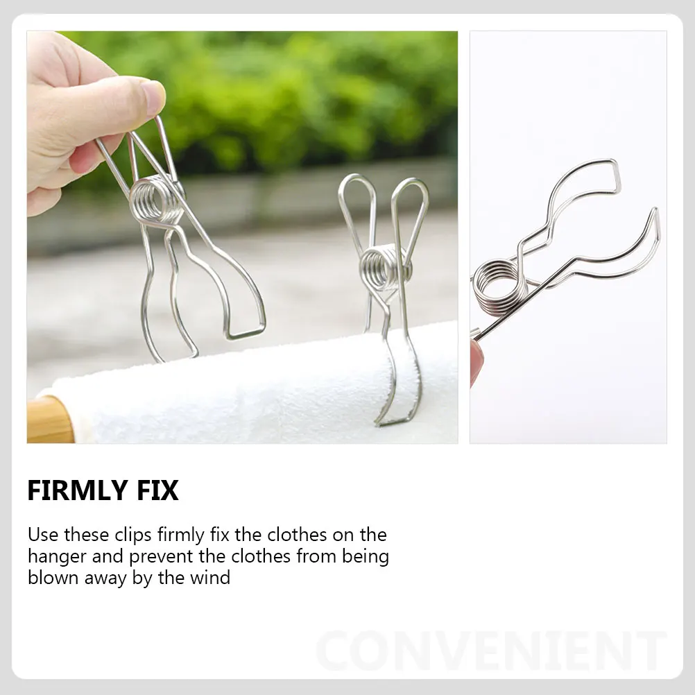 

10pcs Stainless Steel Windproof Clips for Quilting Fabric Blankets Large Clamping Space Clothes Hanger Storage Easy