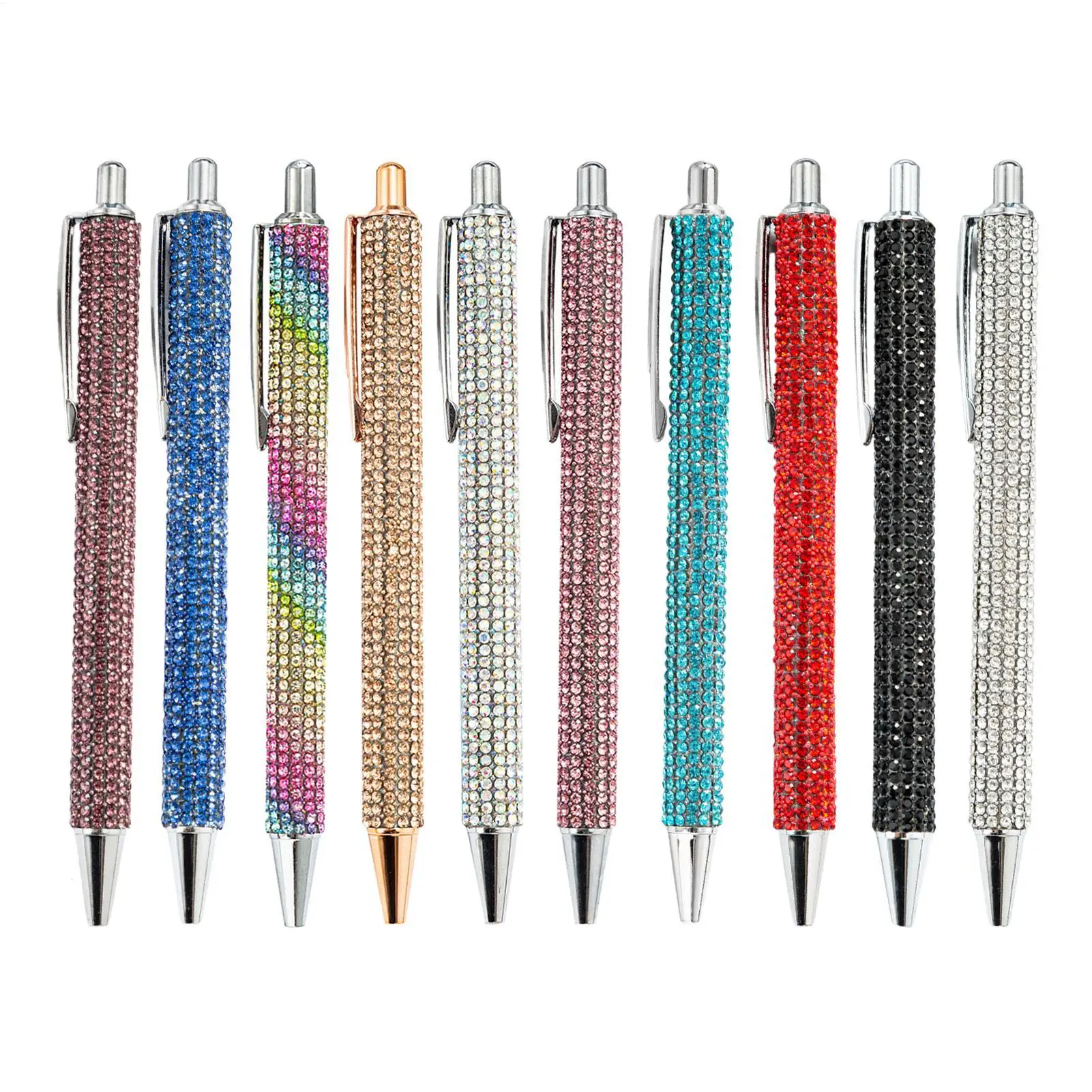 

1pc Rhinestone Pens Bling Metal Ballpoint Diamond Bulk Fancy Sparkly Crystal Press Retractable Black Ink 0.7mm Pens