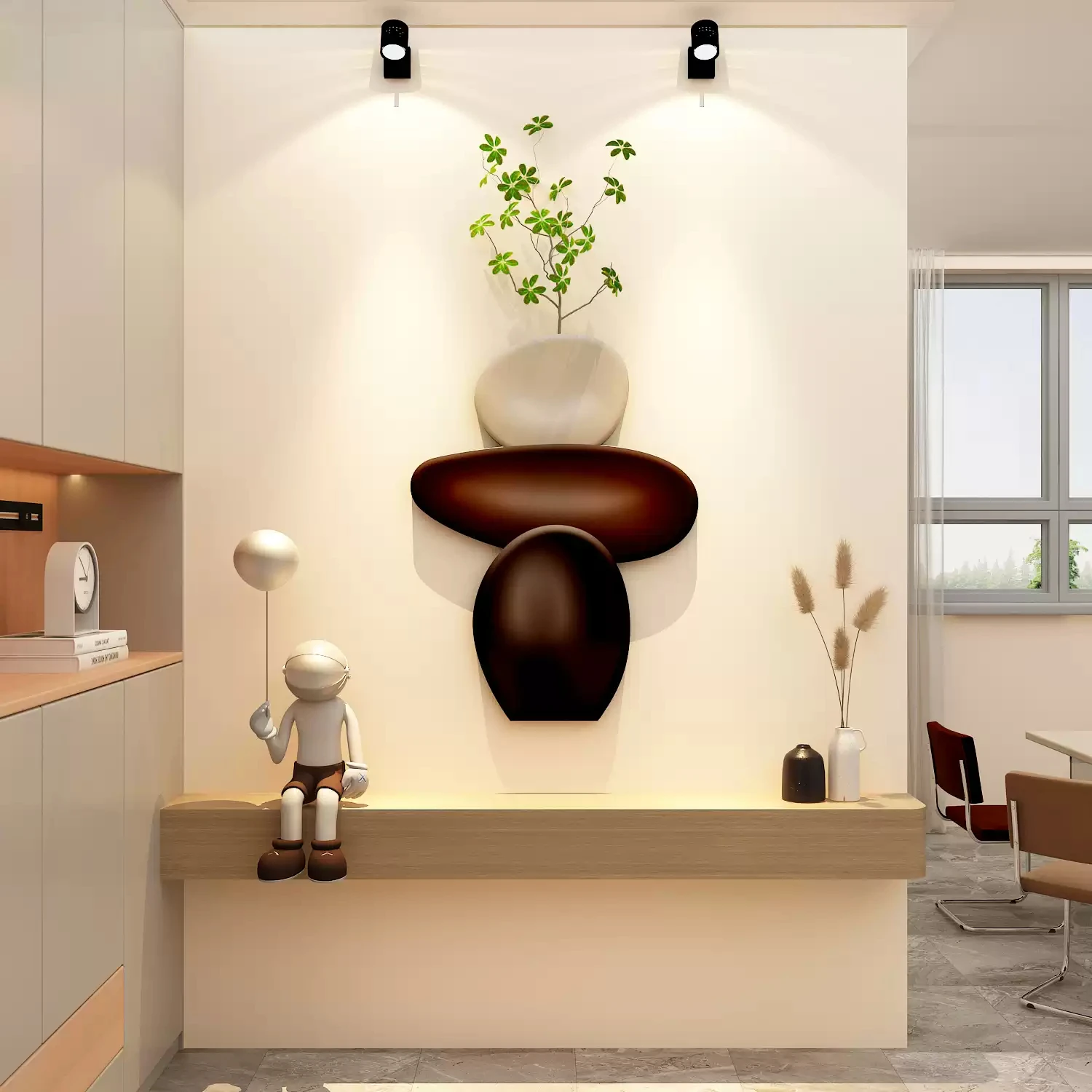 Stone to run the living room porch into the door is facing the wall LED decorative lamp painting senior sense pendant corner mur