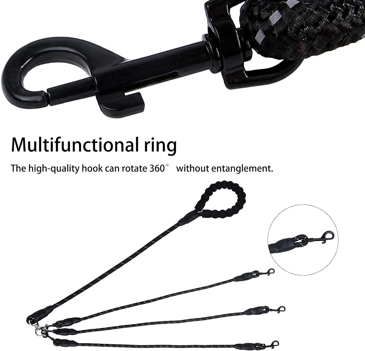4-Dog Tangle-Free Leash – Detachable Independent Lines with Comfort Grip, Heavy-Duty Nylon for Multi-Dog Walks