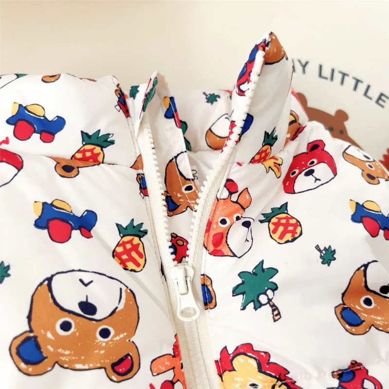 سترة كلاسيكية لخريف وشتاء 2024 للأولاد والبنات من القطن مطبوعة بالكامل سترة دافئة للأطفال لارتدائها #6